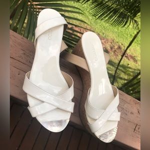 Jimmy Choo White Patent Leather Wedges